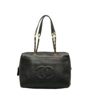 Pre-owned Leather totes Chanel Vintage , Black , Dames