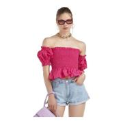 Top met blote schouders en ruches Silvian Heach , Pink , Dames