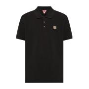 Tiger Head Polo Zwart Katoen Kenzo , Black , Heren