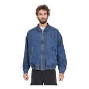 Blauwe Denim Bomberjack met Logopatch Calvin Klein Jeans , Blue , Here...