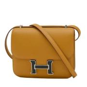 Pre-owned Fabric shoulder-bags Hermès Vintage , Yellow , Dames