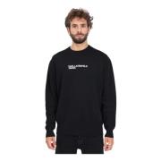 Zwarte Crew-Neck Sweater met Logo Borduursel Karl Lagerfeld , Black , ...