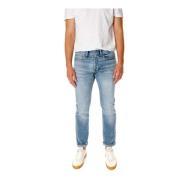 Straight Fit Jeans met Lage Taille Denham , Blue , Heren