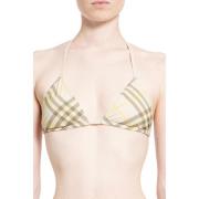 Tarwe Handtekening Halternek Bikini Top Burberry , Beige , Dames