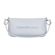 Gesculpteerde Schoudertas Mono Grijs Calvin Klein , Gray , Dames