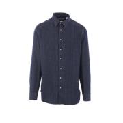 Blauw Katoen Denim Overhemd Lardini , Blue , Heren