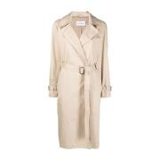 Beige Katoenen Trenchcoat voor Dames Calvin Klein , White , Dames