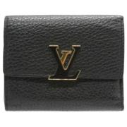 Pre-owned Leather wallets Louis Vuitton Vintage , Black , Dames