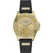 Lady Frontier Zwart Goudstenen Horloge Guess , Yellow , Dames