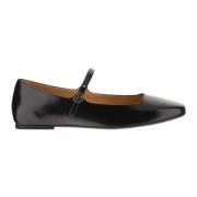 Leren Ballet Flats Amandel Teen Strap Tod's , Black , Dames