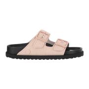 Roze Raffia Sandalen met Leren Rand Birkenstock , Pink , Dames