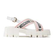 Witte Sandaal met Lintbanden en Logo Lettering Love Moschino , White ,...