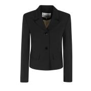 Aansluitende blazer in lichte twill Ganni , Black , Dames