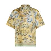 Gele Bloemen Zijden Bowling Shirt Etro , Multicolor , Heren