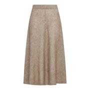 Elastische Taille Midi Rok Brunello Cucinelli , Beige , Dames