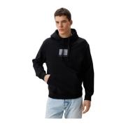 Zwarte hoodie met patch-logo Calvin Klein , Black , Heren