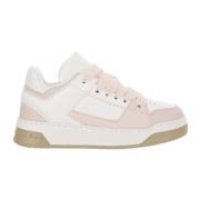 Leren Sneakers Ronde Neus Veters Logo Hogan , Pink , Dames