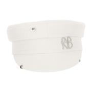 Ivory Stretch Visor Hat met Piercing Ruslan Baginskiy , White , Dames