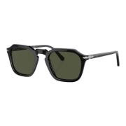 Vierkante Geometrische Zonnebril Zwart Glanzend Persol , Black , Unise...