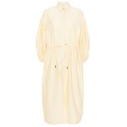 Pastelgele Ballonmouw Maxi Jurk Brunello Cucinelli , Yellow , Dames