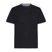 Zwart Katoen Crew Neck T-shirt Brunello Cucinelli , Black , Heren