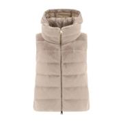 Beige Faux-Fur Padded Jacket Herno , Beige , Dames