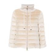 Beige Panelled Velvet Wol Jas Herno , Beige , Dames