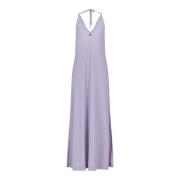 Zee Kleding Lange Jurk V-Hals Logo Emporio Armani , Purple , Dames