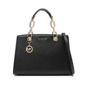 Gestructureerde Leren Zwarte Schoudertas Michael Kors , Black , Dames