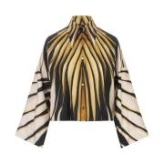 Gouden Ray Of Gold Zijden Shirt Roberto Cavalli , Multicolor , Dames