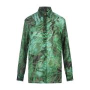 Groene Malachiet Satijnen Overhemd Roberto Cavalli , Green , Dames