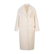 Ivoor Wol Lange Jas met Bloemendetail Ermanno Scervino , White , Dames