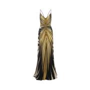 Gouden Ray Of Gold Zijden Jurk Roberto Cavalli , Multicolor , Dames