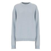 Blauwe Cashmere Trui Ronde Hals Lange Mouwen Rick Owens , Blue , Dames