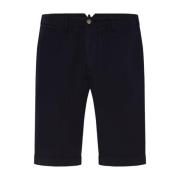 Navy Linnen Blend Zomer Shorts Oscar Jacobson , Blue , Heren