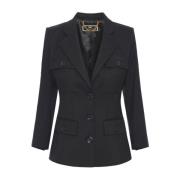 Zwarte Blazer met Puntige Revers Elisabetta Franchi , Black , Dames