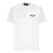 Wit T-shirt met geborduurd logo Dsquared2 , White , Heren