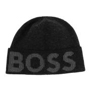 Mannen Beanie Muts Herfst/Winter Collectie Hugo Boss , Black , Heren