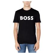 Heren T-shirt Herfst/Winter Collectie Hugo Boss , Black , Heren