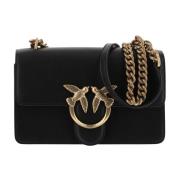 Leren Love Bird Flap Tas Pinko , Black , Dames