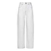 Witte Egg Fit Jeans met Basque Borduurwerk Pinko , White , Dames