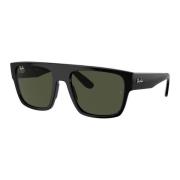 Klassieke Zonnebril Zwarte Frame Groene Lens Ray-Ban , Black , Heren