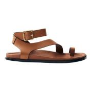 Myles Tan Leren Sandalen Alohas , Brown , Dames