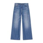 Wijde Pijp Denim Jeans Ganni , Blue , Dames