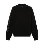 Zwarte Crew Neck Sweater Flocked Logo Jacquemus , Black , Heren