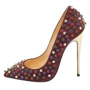 Pre-owned Suede heels Christian Louboutin Pre-owned , Red , Dames