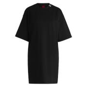 Stack Logo Oversized T-Shirt Jurk Hugo Boss , Black , Dames