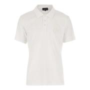 Katoenen poloshirt met logoborduursel Giorgio Armani , White , Heren