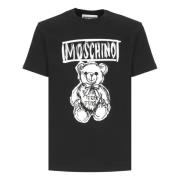 Zwarte Teddybeerprint T-shirt Moschino , Black , Heren