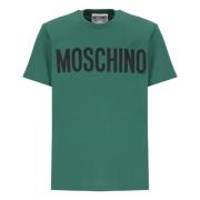 Groene T-shirt met Front Print Moschino , Green , Heren